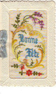 Carte Brodée - Bonne Fête - Fleurs - Embroidered