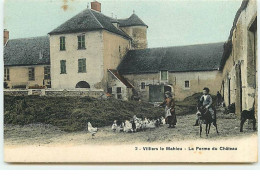 VILLIERS LE MAHIEU - La Ferme Du Château - Jeune Fille Nourrissant Des Poules, Et Un Garçon Assis Sur Un âne - Sonstige & Ohne Zuordnung