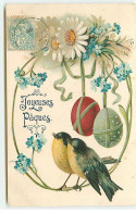 Pâques - Joyeuses Pâques - Oiseaux Sous Des Oeufs Et Des Fleurs - Ostern