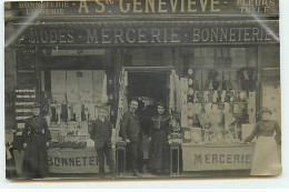 Carte Photo - PARIS - Mercerie, Bonneterie - A. Ste Geneviève - 22 R Ecoles - Mme Trouvé (signature) - Arrondissement: 05