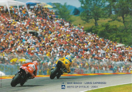 Moto - Grand Prix Moto D'Italie - 2003 - MAX BIAGGI - LORIS CAPIROSSI - Carte Photo Publicitaire Eurosport - Moto Sport