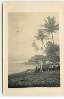 Carte Photo - MARTINIQUE - Une Famille Sur Une Plage Près De Palmier, Et D'une Barque - Autres & Non Classés