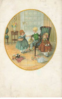 Illustrateur - Pauli Ebner - Enfants Dans Un Salon, Fillette Offrant Des Cerises à Un Jeune Garçon - Ebner, Pauli