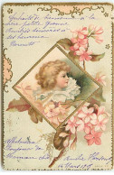 Carte Gaufrée - Clapsaddle - Jeune Enfant De Profil Dans Un Cadre Entouré D'une Branche Fleurie - Other & Unclassified