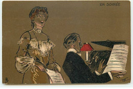 Fantaisie - En Soirée - Femme Chantant Accompagnée Au Piano Par Un Homme - Women