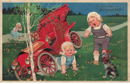 Carte Gaufrée - Serie 7318 - Flatscher - Fröhliche Pfingsten - Enfants Ayant Un Accident De Voitures - Teckel - Pentecostés