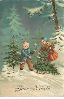 Noël - Buon Natale - Enfants Coupant Des Sapins Et Les Mettant Sur Une Luge - Other & Unclassified