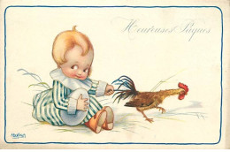 Pâques - A. Bertiglia - Heureuses Pâques - Jeune Enfant Tirant Sur La Queue D'un Coq - Pâques