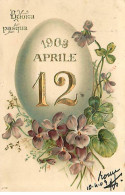 Carte Gaufrée - Pâques - Buona Pasqua 1903 12 Aprile - Violettes Autour D'un Oeuf - Pascua