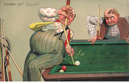 Carte Gaufrée - Fantaisie - Billard - Immer Mit Grazie ! - Hommes Jouant Au Billard - Autres & Non Classés