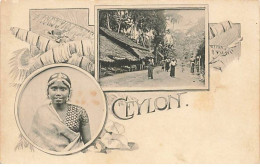 Sri Lanka - Ceylon - Une Rue Dans Un Village, Une Jeune Femme Dans Un Médaillon - Sri Lanka (Ceilán)