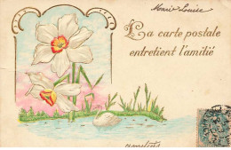 Carte Gaufrée - La Carte Postale Entretien L'amitié - Deltiologie - Cygne - Andere & Zonder Classificatie