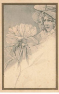 Fantaisie - Jeune Femme Portant Un Chapeau Et Tenant Une Fleur - Femmes