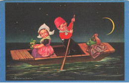 Illustrateur - E. Colombo - Couple Dans Une Barque Sous Une Nuit étoilée - Colombo, E.