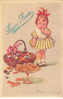 Illustrateur - E. Colombo - Bonne Année - Fillette Près D'un Plateau De Gâteaux, Et D'un Panier Rempli De Bonbons - Colombo, E.