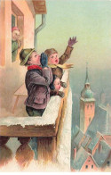 Carte Gaufrée - Fantaisie - Enfants Criant Sur Un Balcon - Other & Unclassified
