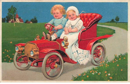 Carte Gaufrée - Flatscher - Serie 7318 - Un Couple De Bébé Dans Une Voiture - Bébés