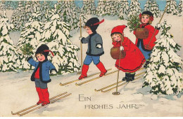 Nouvel An - Ein Frohes Jahr - Enfants Sur Des Skis - New Year