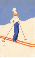 Illustrateur - E. Martin - Femme Sur Des Skis - Carte Vendue En L'état - Sonstige & Ohne Zuordnung