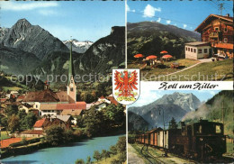 72113020 Zell Ziller Tirol Dorfpartie Kirche Bergstation Bergbahn Zell Am Ziller - Other & Unclassified