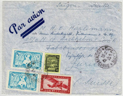 Französisch-Indochina / Indochine Français 1947, Luftpostbrief Cholon - Saigon - Thalwil (Schweiz) - Brieven En Documenten