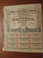 PANAMA - CANAL INTEROCEANIQUE  DE PANAMA - OBLIGATION NOUVELLE DE 1 000 FRS  - COULEUR BEIGE - PARIS 1884 - Autres & Non Classés