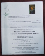 Faire Part Décès / Mme Geneviève Leleux Née à Haine-St-Paul En 1946 Et Décédée à Neufvilles En 2009 - Obituary Notices
