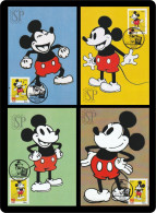 Portugal 2018 4 Postal Máximo Special Edition Self-adhesive Mickey Mouse 90 Anos Years Walt Disney Maxicard Maximum - Cartes-maximum (CM)