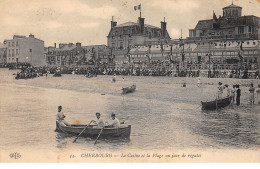 50 - N°75371 - CHERBOURG - Le Casino Et La Plage Un Jour De Régates - Carte Pliée, Vendue En L'état - Cherbourg