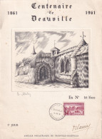 CENTENAIRE DE DEAUVILLE 1861 1961 EX Signé N° 39/600 - AMICALE PHILATÉLIQUE DE TROUVILLE-DEAUVILLE - 1960-1969