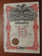 USA - ARIZONA - PHOENIX 1910 - CENTRAL EL DORADO, GOLD MINING - TITRE DE 10  ACTIONS DE 1$ - Altri & Non Classificati
