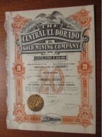 USA - ARIZONA - PHOENIX 1910 - CENTRAL EL DORADO, GOLD MINING - TITRE DE 20  ACTIONS DE 1$ - Autres & Non Classés