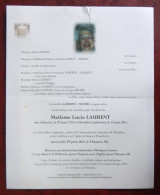 Faire Part Décès / Mme Lucie Laurent Née à Binche En 1933 Et Décédée à Jolimont En 2011 - Obituary Notices