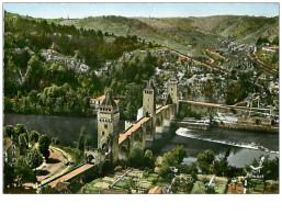 46.CAHORS EN QUERCY.n°8.LE PONT VALENTRE.CPSM.EN AVION AU DESSUS DE.... - Cahors