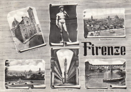 CARTOLINA  C17 FIRENZE,TOSCANA-PANORAMA-PONTE VECCHIO-CATTEDRALE-GALLERIA UFFIZI-IL DAVID-BELLA ITALIA,VIAGGIATA 1966 - Firenze (Florence)