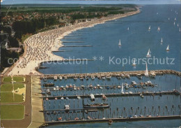 72111009 Groemitz Ostseebad Strand Bootshafen Fliegeraufnahme Brenkenhagen - Grömitz