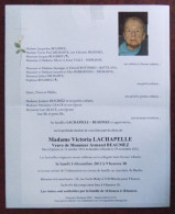 Faire Part Décès / Mme Victoria Lachapelle , Vve Armand Beaumez Née à Epinois En 1914 Et Décédée à Binche En 2012 - Obituary Notices