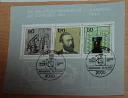 GERMANY 1984, Universal Postal Congress Hamburg, Philatelic, Mi #B19, Miniature Sheet, Used - Filatelistische Tentoonstellingen