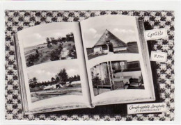 39070121 - Campingplatz Langholz  Fischerklause , 4 Abbildungen Im Buch Gelaufen, Marke Entfernt, Nachkriegskarte. Leic - Autres & Non Classés
