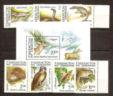 UZBEKISTAN 1993●Fauna●Deer●Reptiles●Birds●Mi7-13,Bl1 MNH - Andere & Zonder Classificatie