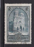 France  N° 259  3 F   Cathédrale De Reims   Timbre Oblitéré - Usati