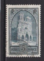 France  N° 259  3 F   Cathédrale De Reims   Timbre Oblitéré - Used Stamps