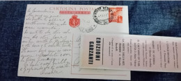 CARTOLINA POSTALE POSTA AEREA 60 CENTESIMI SOPRASTAMPATA 1,20 LIRE- 1945 - Poststempel