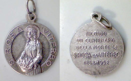 02604 MEDAGLIA RELIGIOSA RICORDO VII CENTENARIO DELLA MORTE S. ROSA VITERBO 1252-1952 ARGENTO? - Andere & Zonder Classificatie