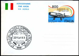 Italiê - Aerogram - 50e Anniversario Del 1° Volo Di Trasferimento Compiuto Dal 1° Aereo A Reazione Italiano - Vliegtuigen