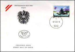 Oostenrijk - FDC - 100 Jahre Rheinregulierungsvertrag - Boten