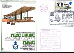 United Kingdom - FDC - 50the Anniversary Of The First Non-stop Atlantic Flight - Autres (Air)