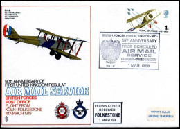 United Kingdom - FDC - 50th Anniversary Of First UK Regular Air Mail Service - Other (Air)