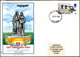United Kingdom - FDC - 50the Anniversary Of The First Transatlantic Flight By Alcock & Brown - Other (Air)