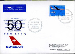 Zwitserland - FDC - 50 Jahre Schweizerische Luftpost - Aviones